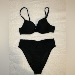 Victoria Secret Black Textured Bikini Set